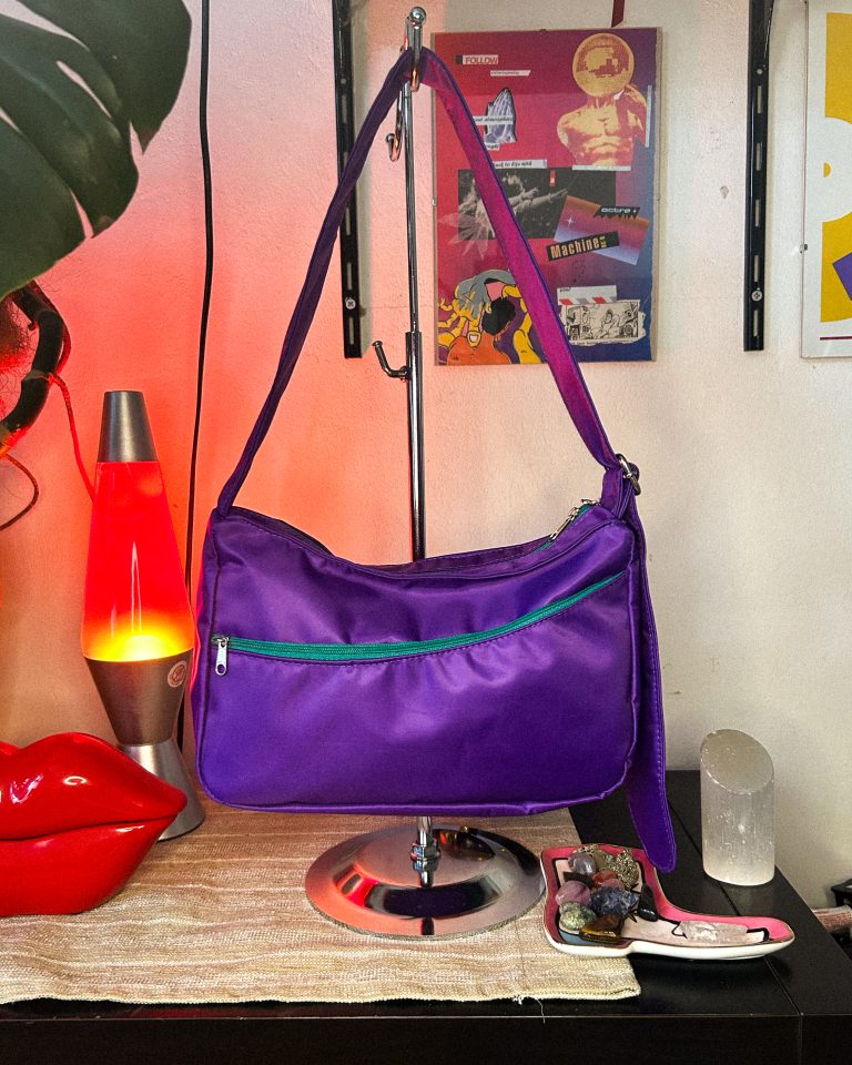 Neowach mini bags ravewear purple vintage queer front