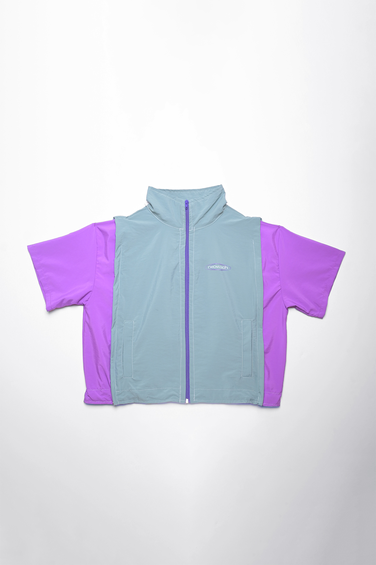 Covertible Jacket - short sleeves front unisex neowach green purple