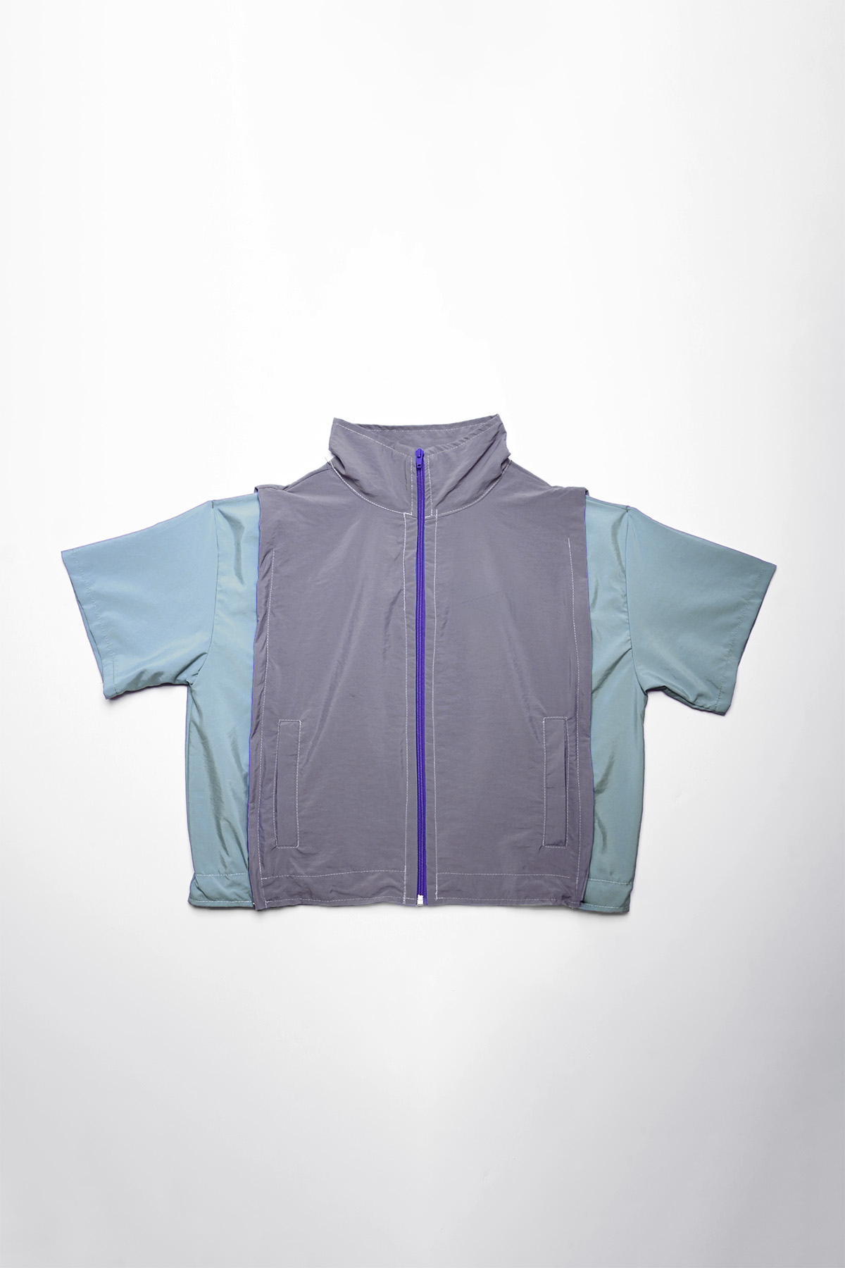 Covertible Jacket - short sleeves front unisex neowach grey green